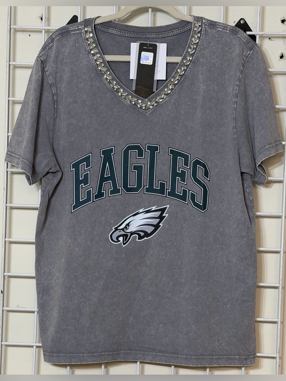 Women's XL Gameday Couture Gray Philadelphia Eagles Relaxed Rhinestone Tee